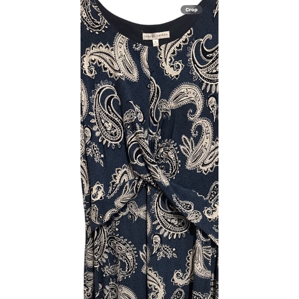 Sandra Darren Womens Midi Dress‎ Size XL Blue Twist Front Sleeveless Work Office - Picture 3 of 11